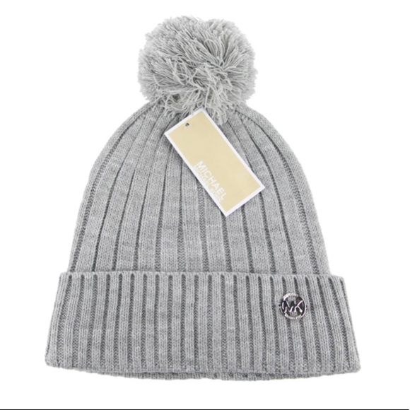 MICHAEL Michael Kors Accessories - Michael Kors Heather Gray Winter Hat with pompom